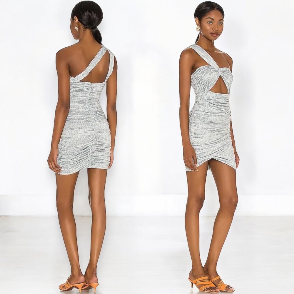 Lovers And Friends Maysen Dress Sage One Shoulder Cutout Mini Size XS fits S NWT - Picture 2 of 7